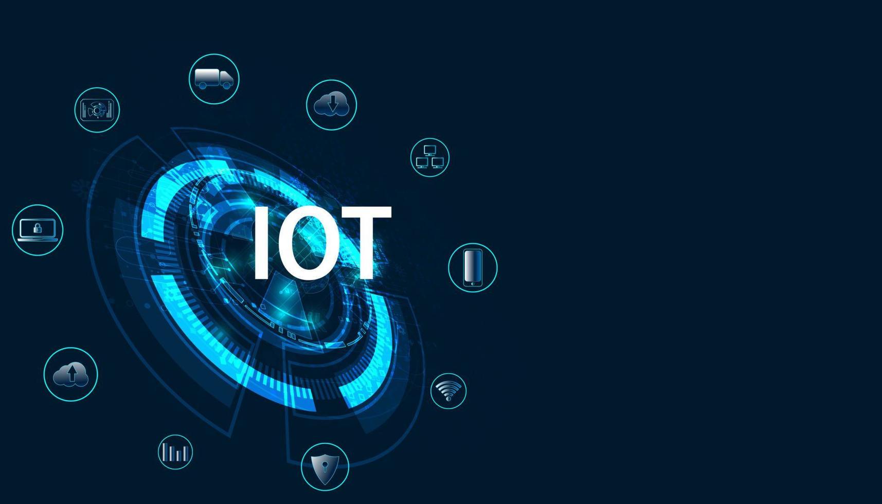 resumo, iot, internet das coisas, conceitos, dispositivos eletrônicos conectam ou enviam informações entre si através do dispositivo inteligente de internet, rede inteligente e transporte inteligente. vetor