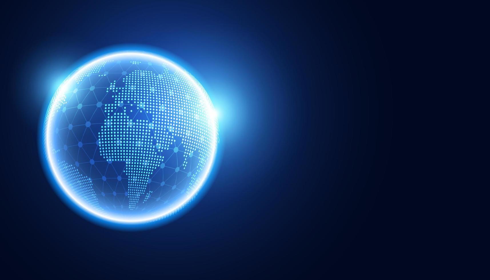 conexão de rede de ponto global abstrata e comunicação futurista sobre fundo azul. vetor