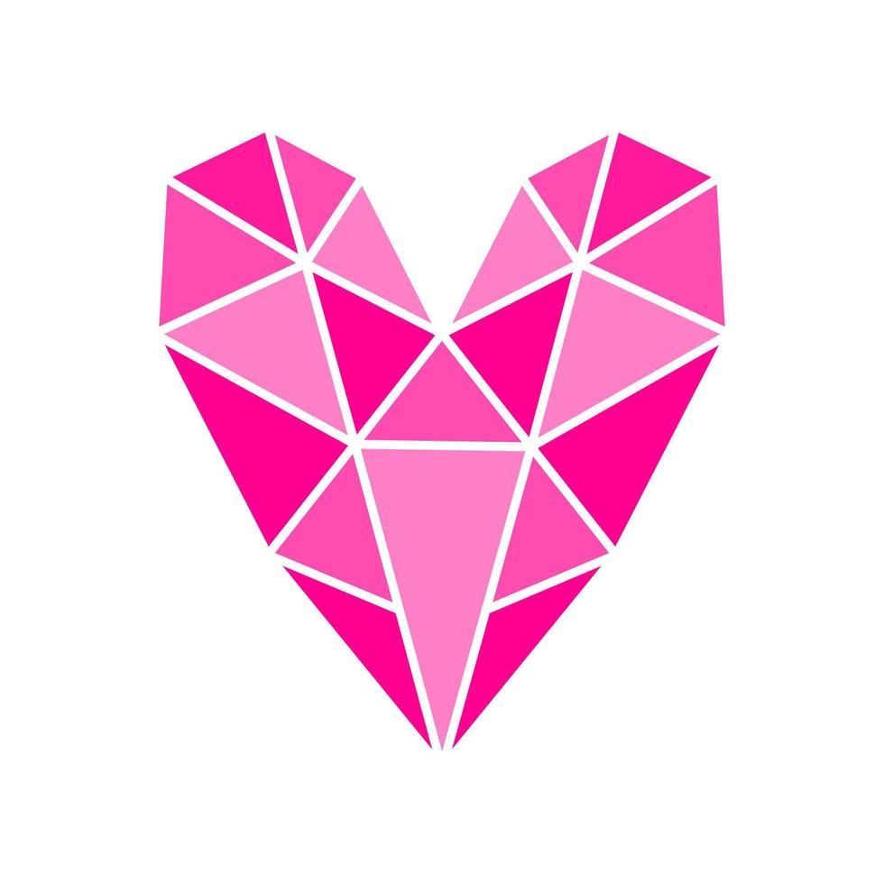 vetor coração rosa em estilo geométrico moderno. ilustração vetorial para seu design gráfico. logotipo geométrico em forma de coração. elementos de design para o dia dos namorados.