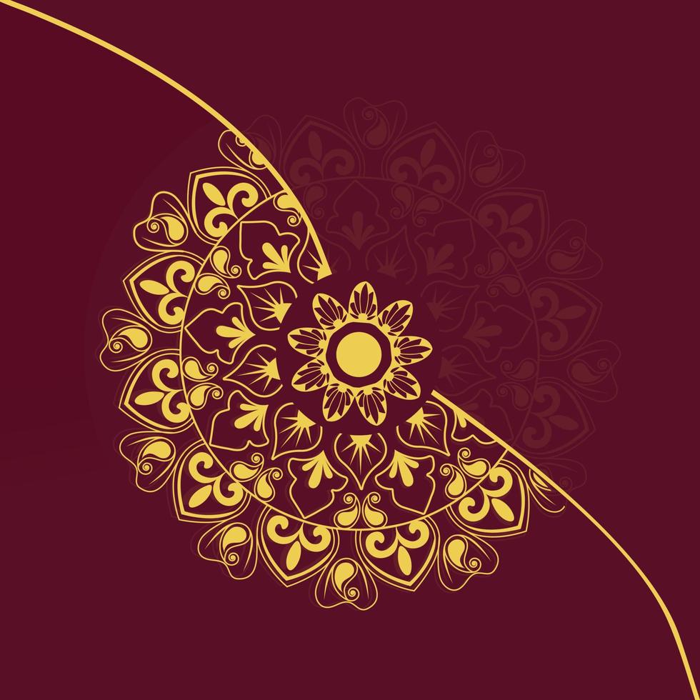 vetor de design de mandala ornamental de luxo em fundo de ilustração com padrão de arabesco dourado estilo oriental islâmico árabe