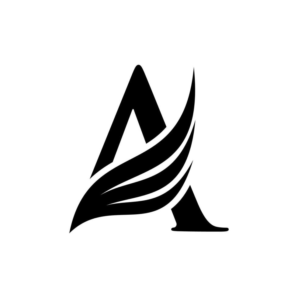 letra inicial um símbolo de logotipo e asas. elemento de design de asas, letra inicial um ícone de logotipo, logotipo inicial uma silhueta vetor