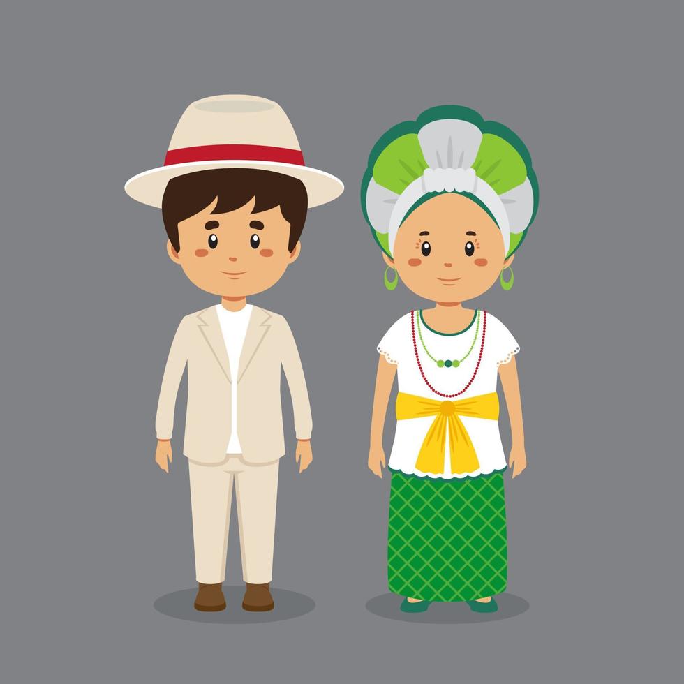 personagem de casal usando vestido tradicional do brasil vetor