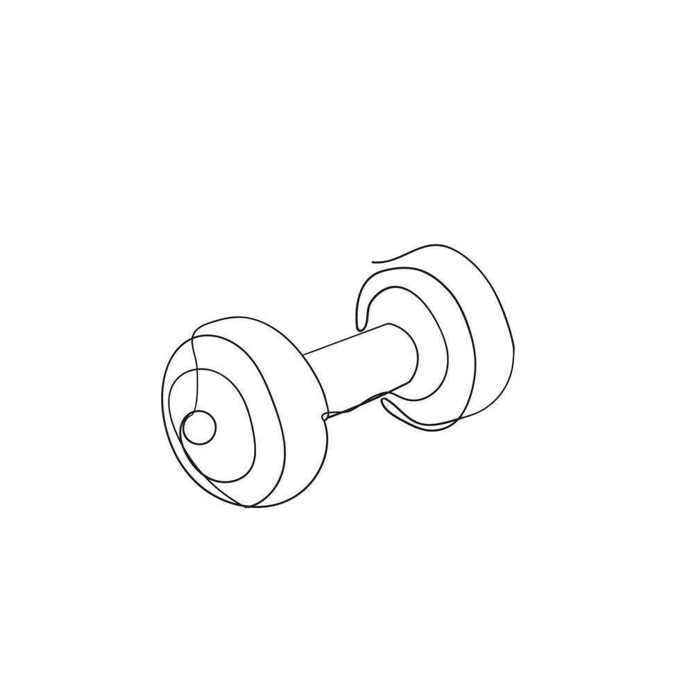 vetor de ilustração de fitness haltere de desenho de linha contínua isolado