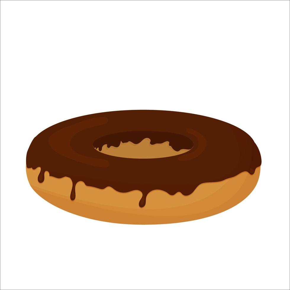 saboroso donut de chocolate, fast food vitrificado isolado no fundo branco. objeto de pastelaria, elemento de design. ilustração vetorial vetor