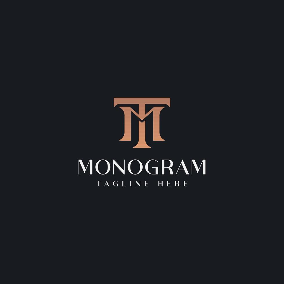 modelo de logotipo de monograma inicial tm mt tm. logotipo do ícone de letra inicial vetor