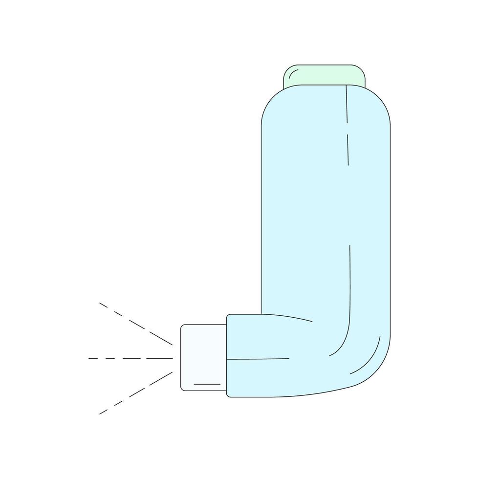 inalador em estilo cartoon. ilustração vetorial linear isolada no fundo branco. símbolo de inalante. medicação para asma vetor