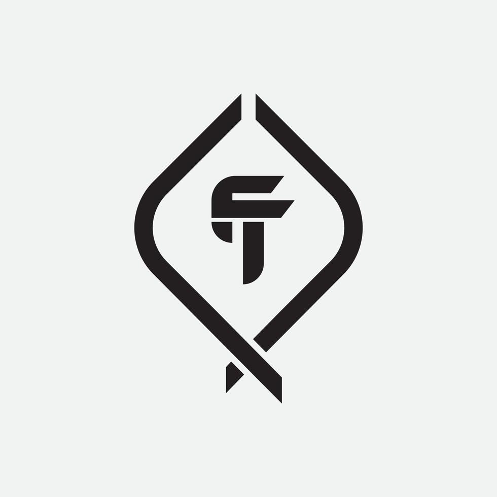 modelo de design de vetor de logotipo de letra inicial tf ou ft