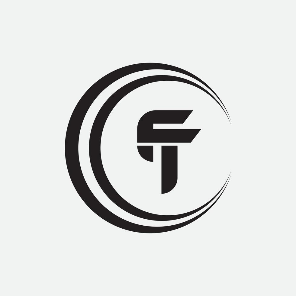 modelo de design de vetor de logotipo de letra inicial tf ou ft