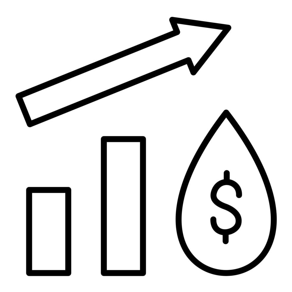 ícone de linha de aumento de preço do petróleo vetor