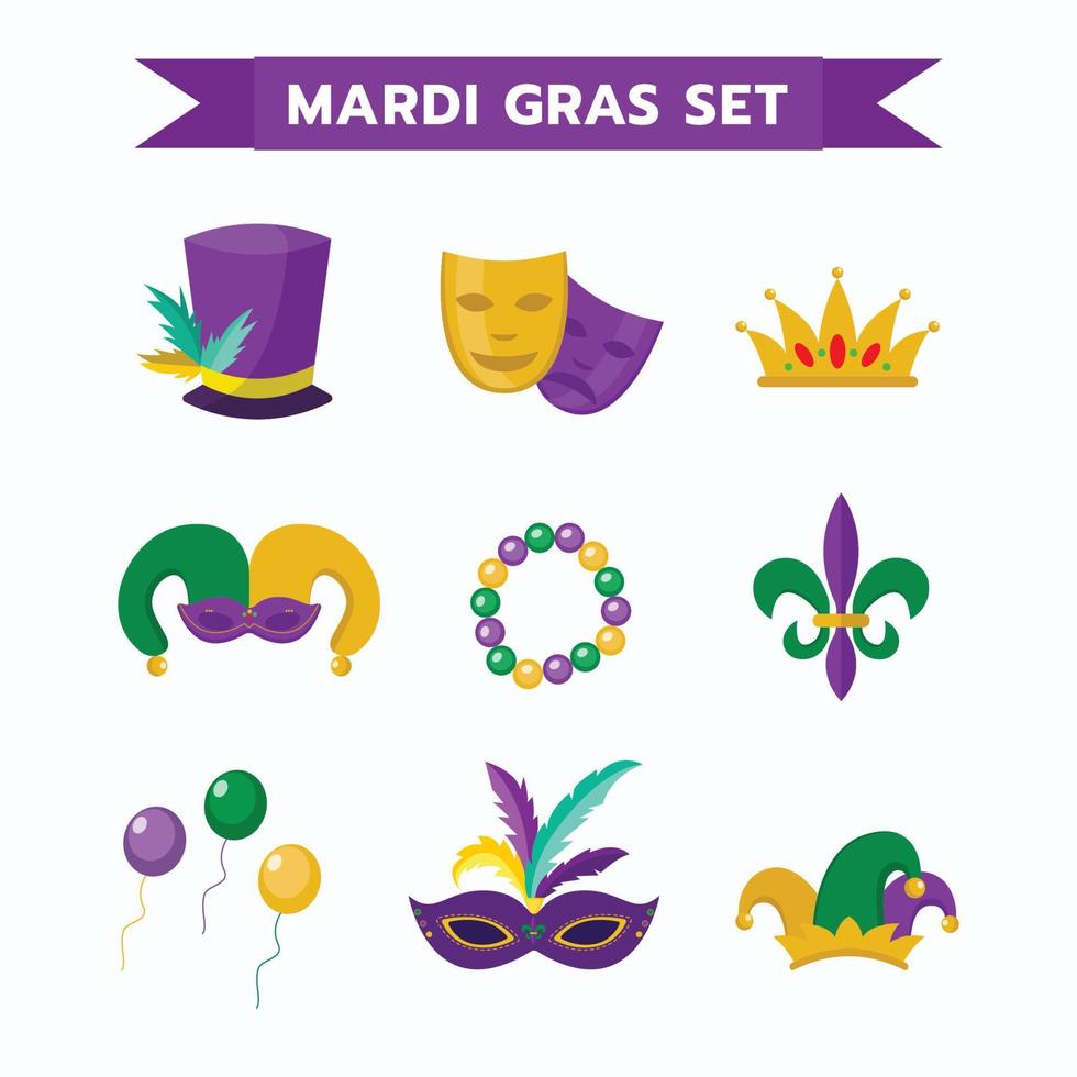 design de coleção de conjunto de ícones de carnaval vetor