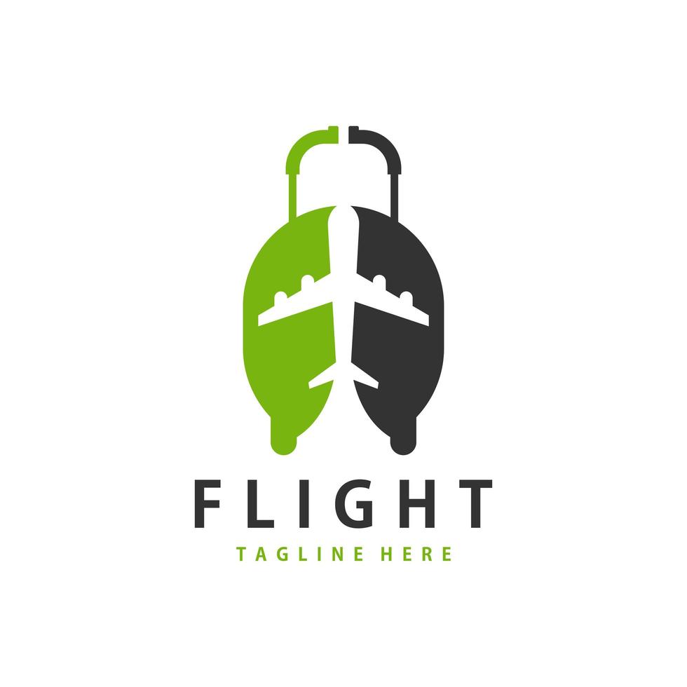 design de logotipo de ilustração de mala de viagem de voo vetor