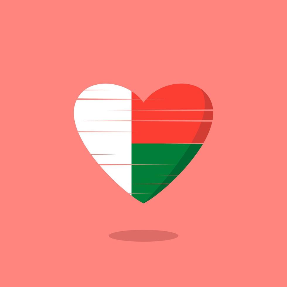 ilustração de amor em forma de bandeira de madagascar vetor