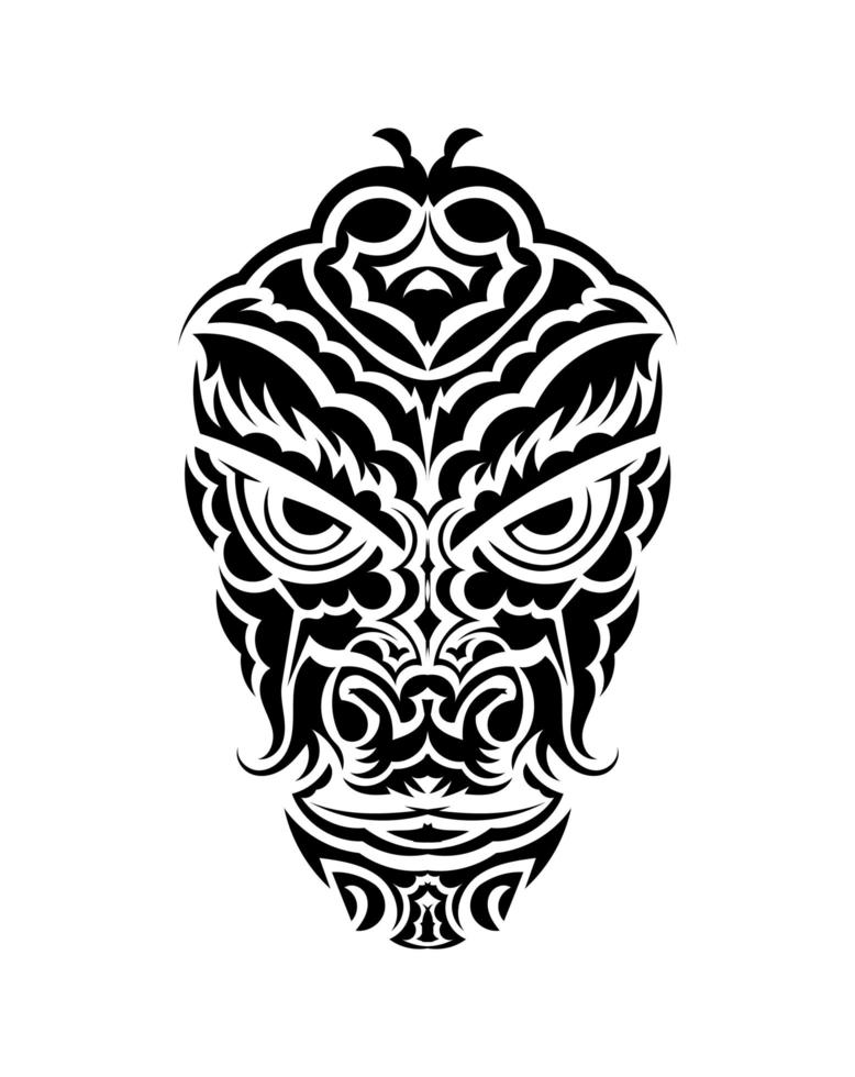 máscara tribal. símbolo de totem tradicional. tatuagem preta no estilo das tribos antigas. cor preto e branco, estilo simples. vetor. vetor