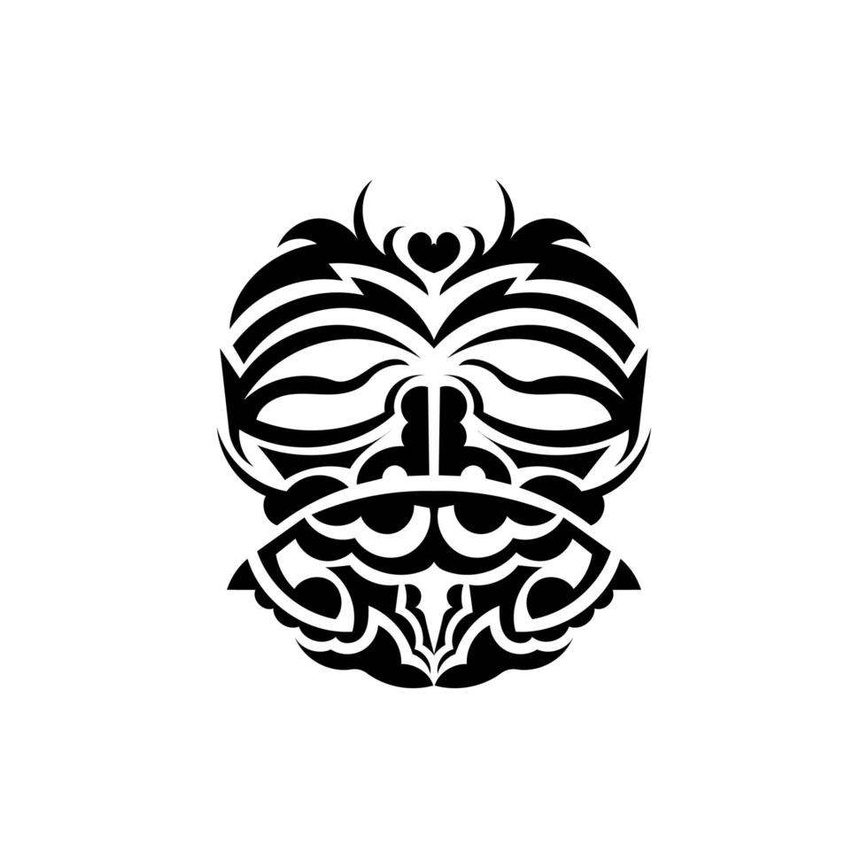 máscara tribal. padrões étnicos monocromáticos. tatuagem preta em estilo samoano. isolado no fundo branco. mão desenhada ilustração vetorial. vetor