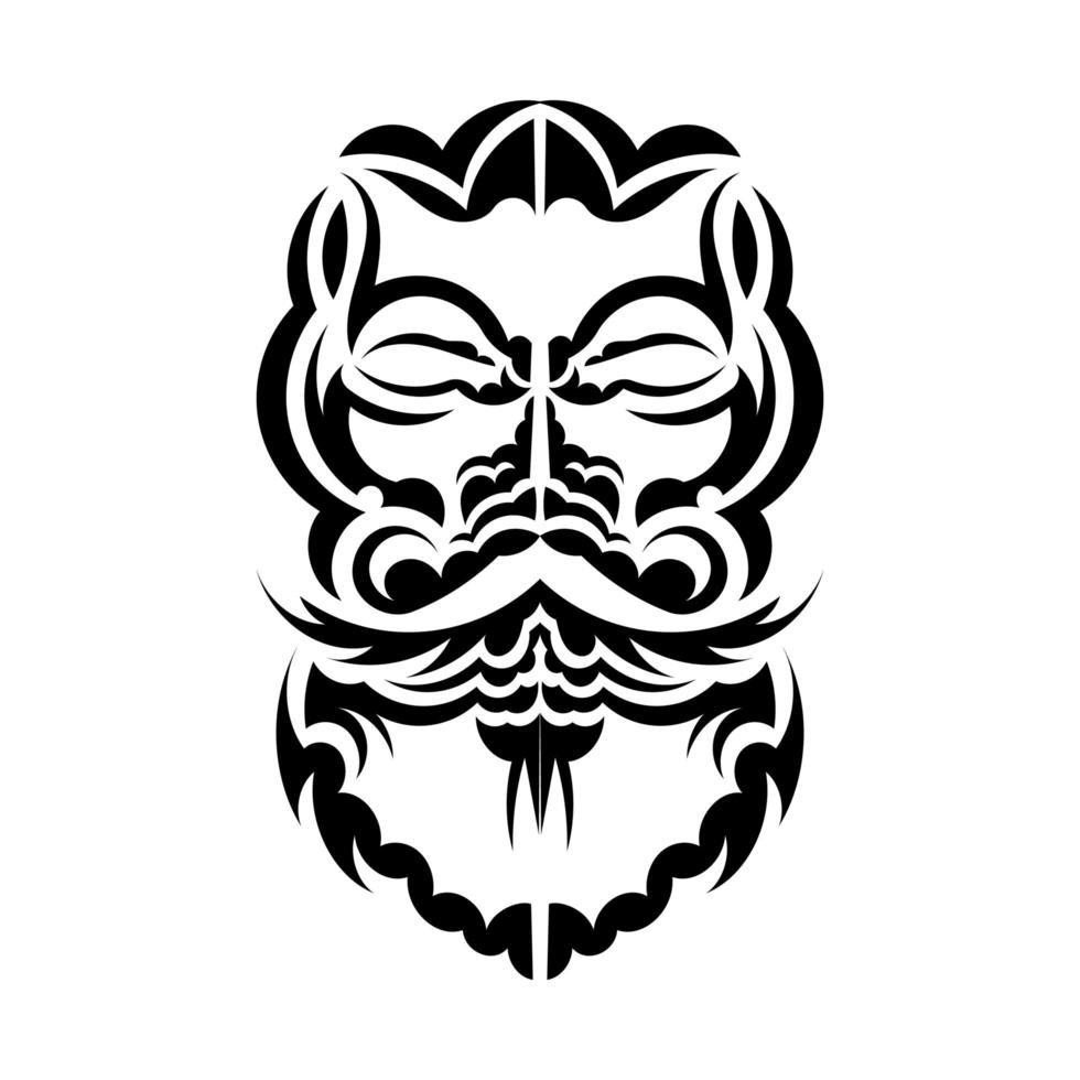 design de máscara tiki. polinésios nativos e ilustração de tiki havaianos em preto e branco. isolado. esboço de tatuagem. ilustração vetorial. vetor