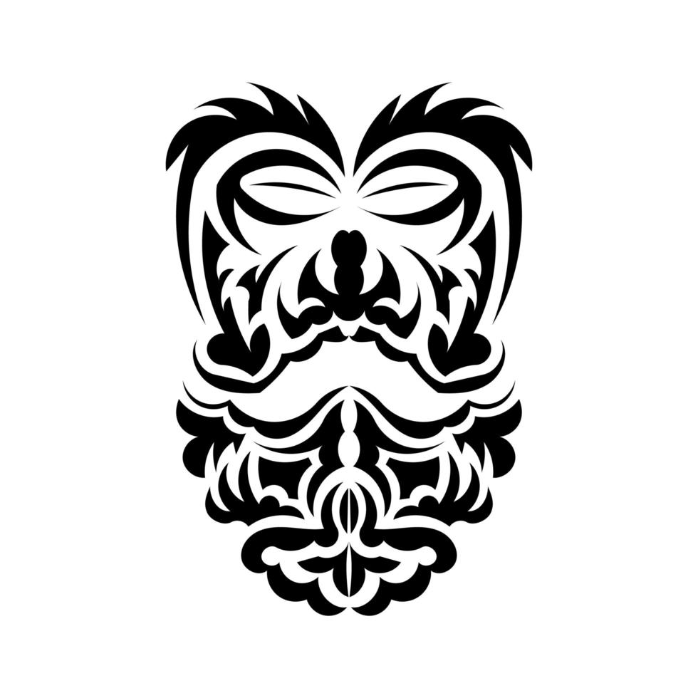 design de máscara tiki. polinésios nativos e ilustração de tiki havaianos em preto e branco. isolado. modelo de tatuagem pronto. vetor. vetor