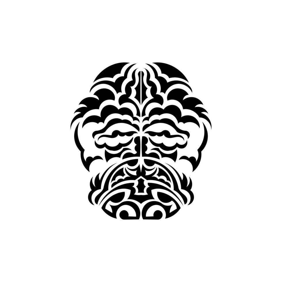 máscara tribal. padrões étnicos monocromáticos. tatuagem preta no estilo das tribos antigas. cor preto e branco, estilo simples. mão desenhada ilustração vetorial. vetor