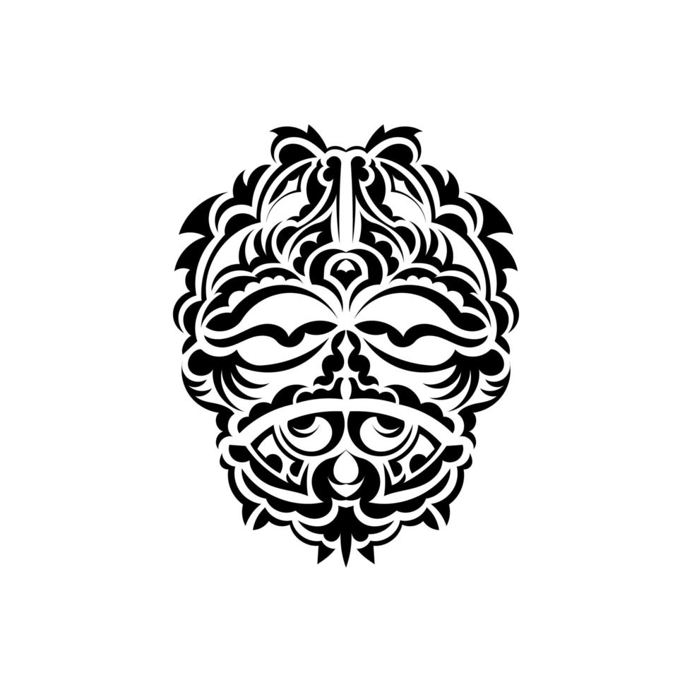 máscara tribal. símbolo de totem tradicional. tatuagem preta em estilo samoano. cor preto e branco, estilo simples. ilustração vetorial. vetor