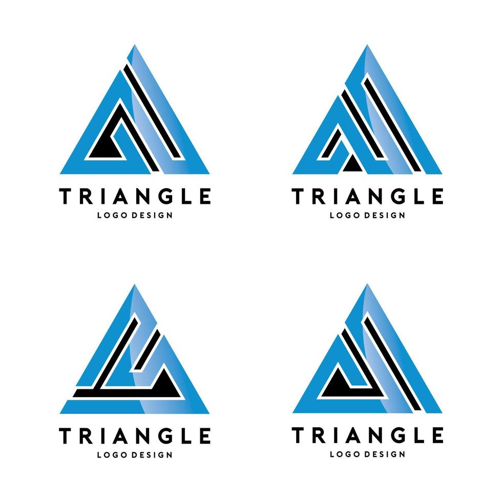 conjunto de design de logotipo de forma de linha de triângulo vetor