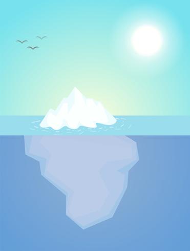 O iceberg que apareceu um pouco acima da água A natureza do subconsciente das pessoas. vetor