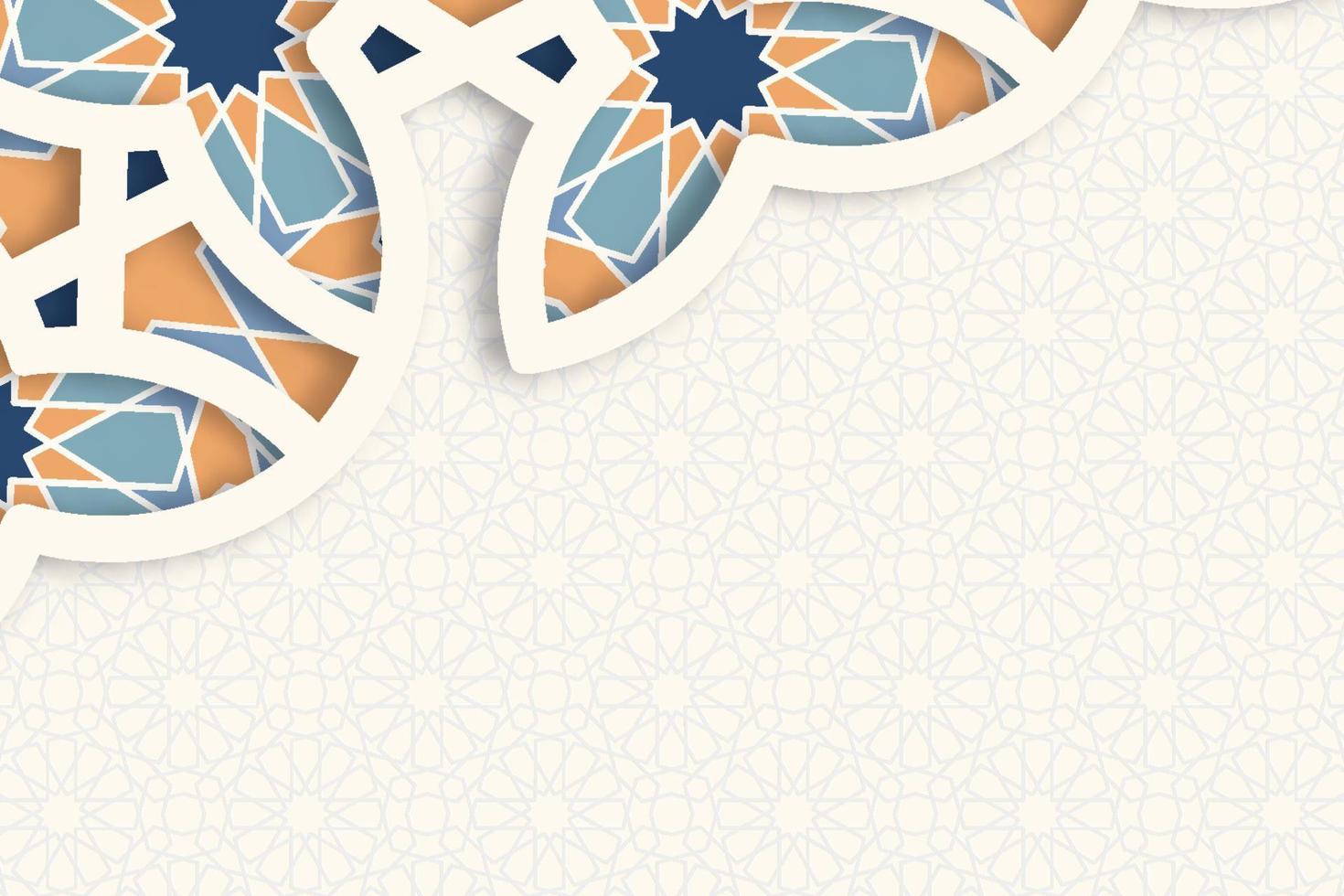 relevo de pedra com padrão ornamental colorido em estilo arquitetônico árabe da mesquita islâmica, cartão para ramadan kareem vetor