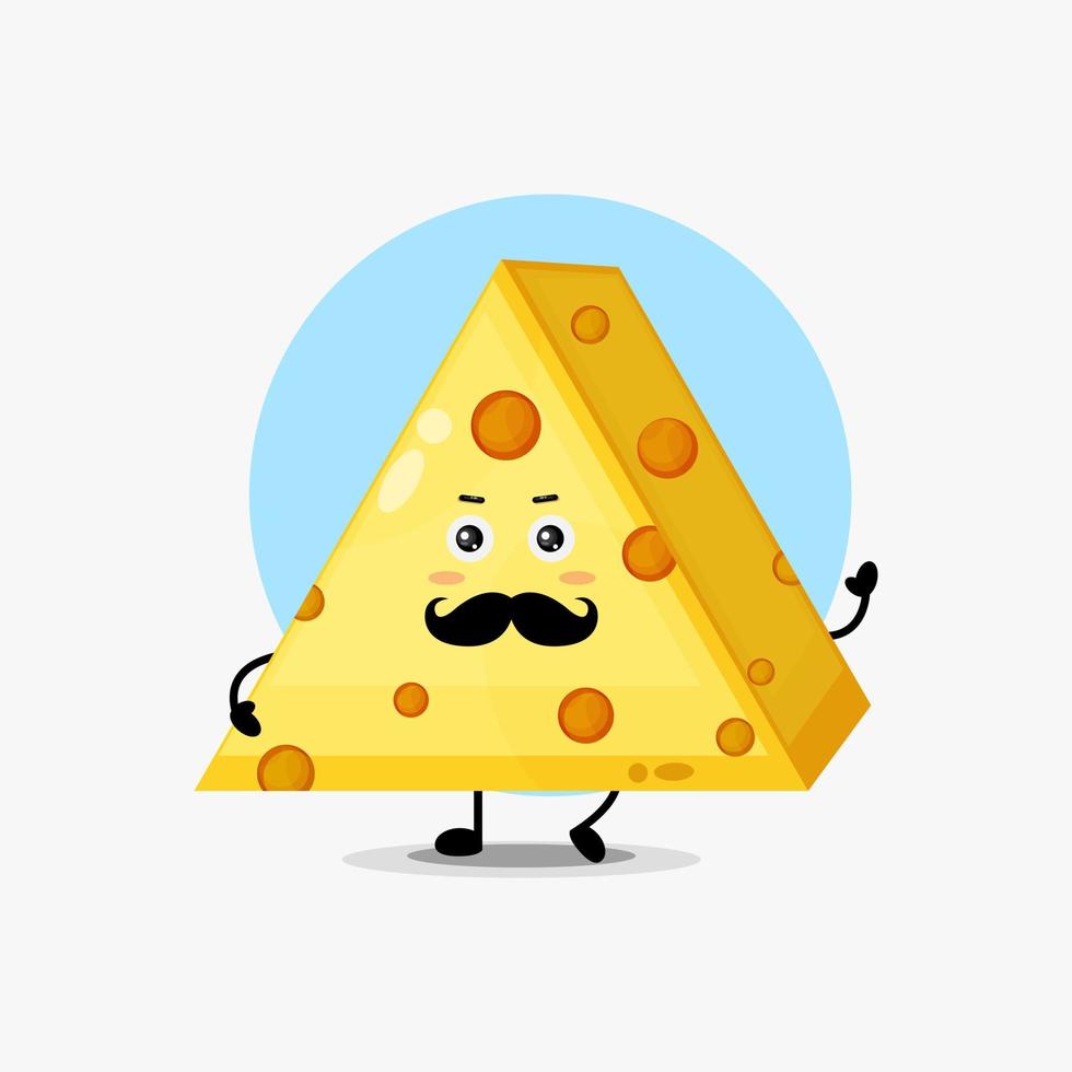 personagem de queijo fofo com bigode vetor