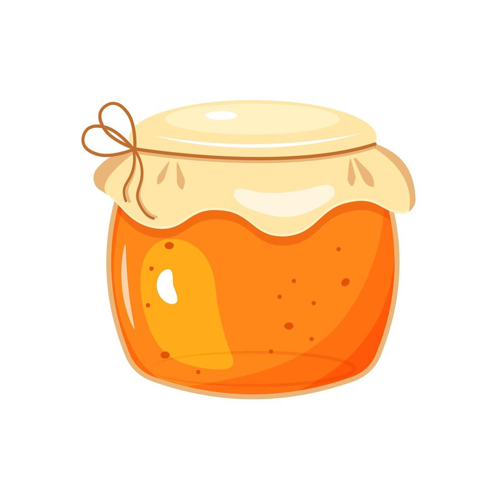 frasco de vidro com mel. ilustração em vetor de produto apícola.