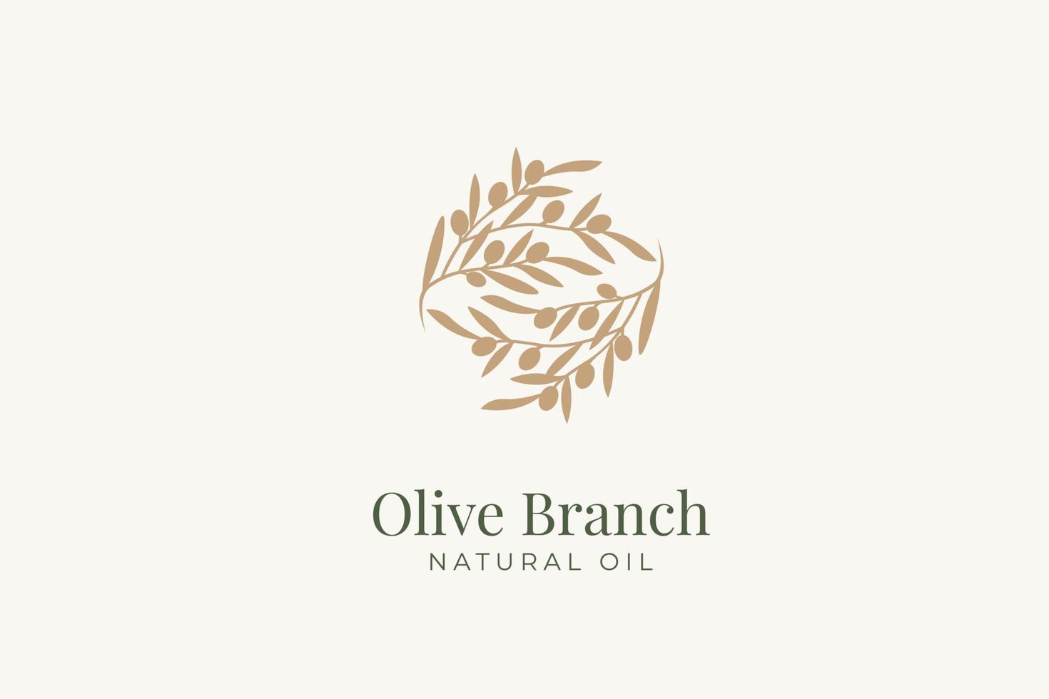 modelo de vetor de design de logotipo e crachá de ramo de oliveira