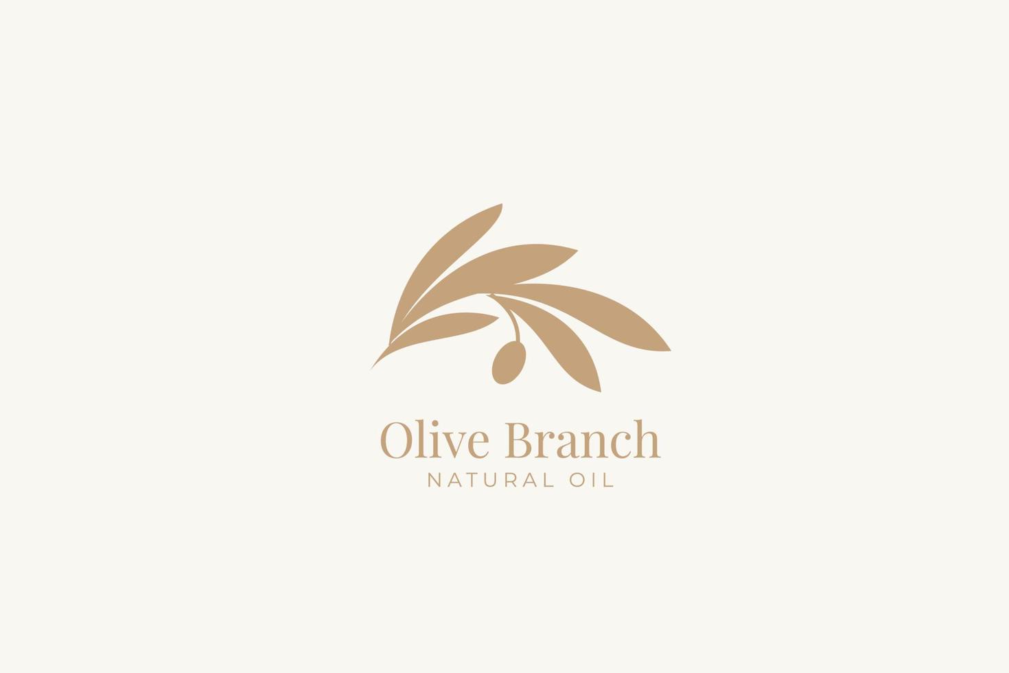 modelo de vetor de design de logotipo e crachá de ramo de oliveira