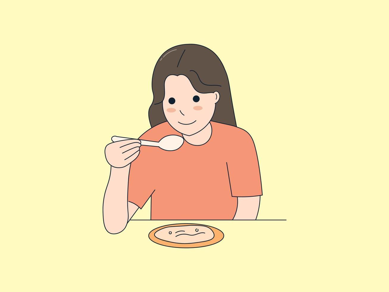 ilustração de culinária, comendo, provando alguma comida vetor