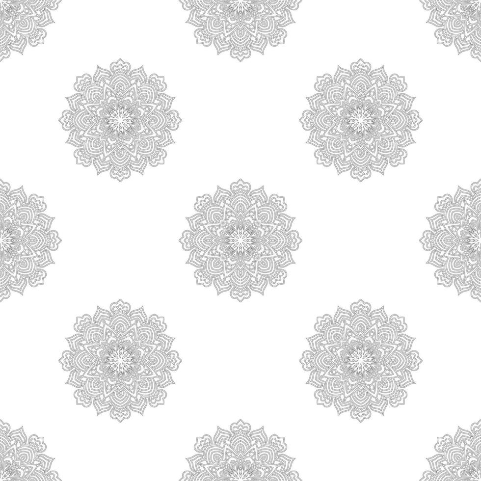 padrão sem emenda de fantasia com mandala ornamental. fundo abstrato flor doodle redondo. círculo geométrico floral. vetor