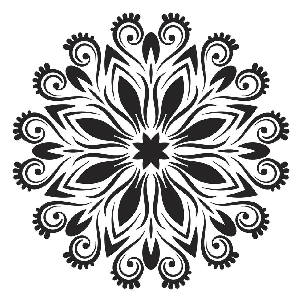 mandala de flor de contorno preto. elemento decorativo vintage. flor ornamental doodle redondo isolado no fundo branco. elemento de círculo geométrico. vetor