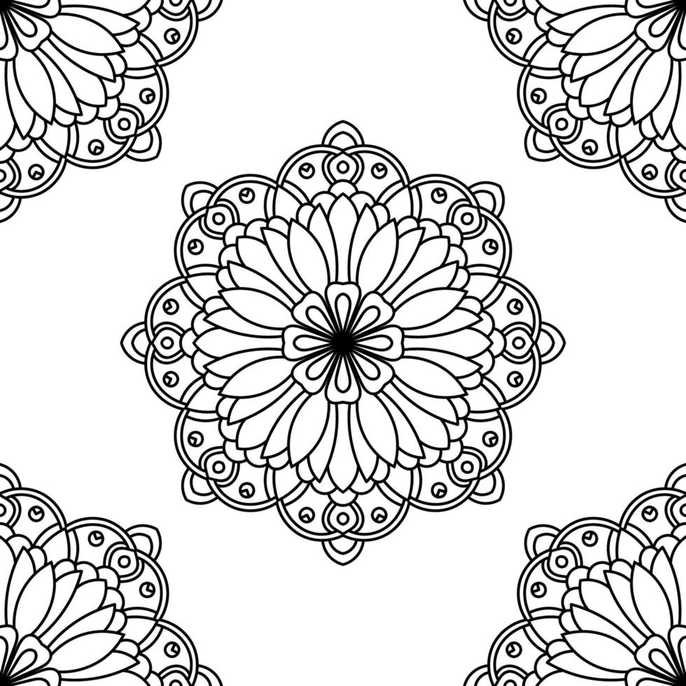 padrão sem emenda de fantasia com mandala ornamental. fundo abstrato flor doodle redondo. círculo geométrico floral. vetor