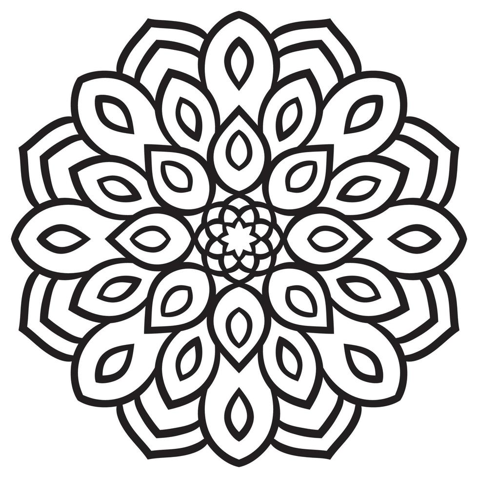 mandala de contorno. flor ornamental doodle redondo isolado no fundo branco. elemento de círculo geométrico. vetor