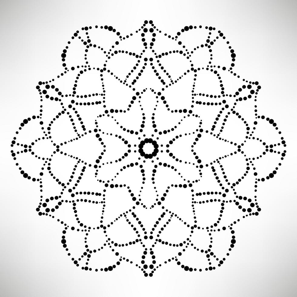 mandala de flores pontilhadas. elemento decorativo. doodle redondo ornamental isolado no fundo branco. elemento de círculo geométrico. vetor