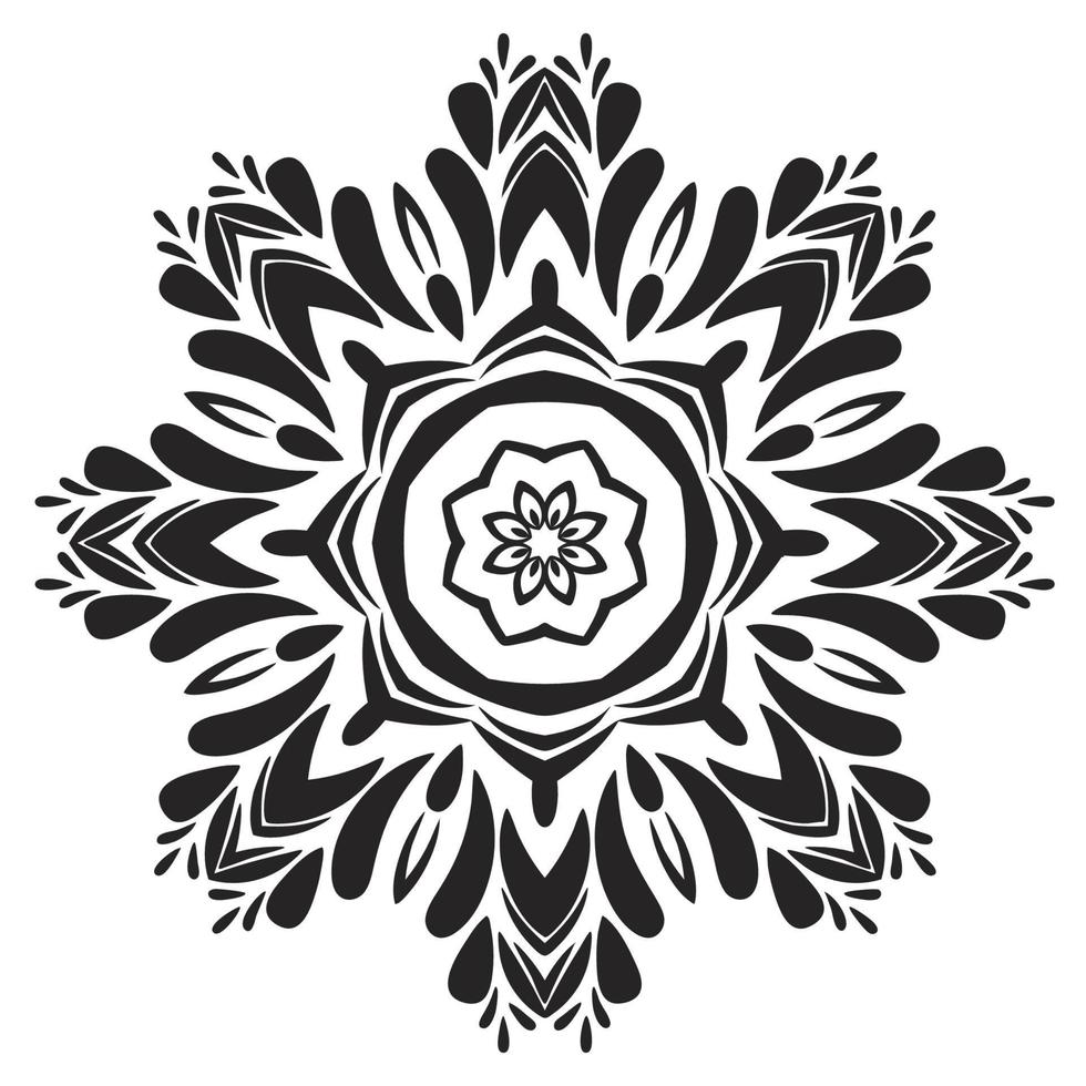 mandala de flor de contorno preto. elemento decorativo vintage. flor ornamental doodle redondo isolado no fundo branco. elemento de círculo geométrico. vetor