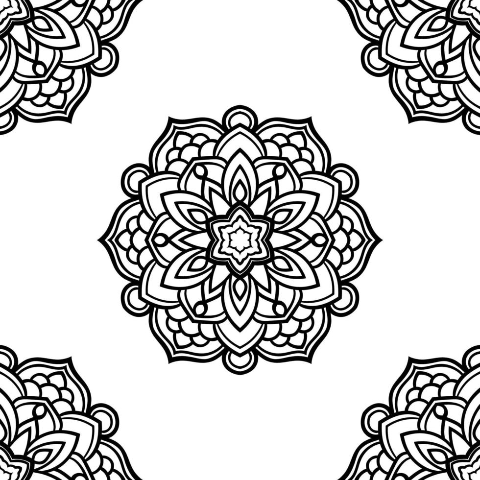 padrão sem emenda de fantasia com mandala ornamental. fundo abstrato flor doodle redondo. círculo geométrico floral. vetor