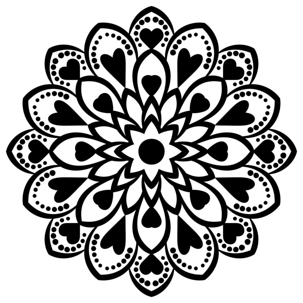 mandala fofa. flor redonda ornamental doodle isolada no fundo branco. ornamento decorativo geométrico em estilo oriental étnico. vetor