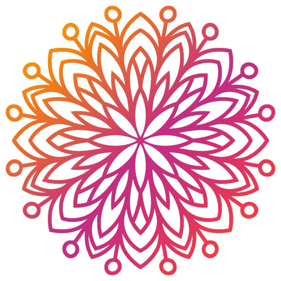 mandala de flor gradiente colorida. elemento decorativo desenhado à mão. elemento floral ornamental doodle redondo isolado no fundo branco. vetor