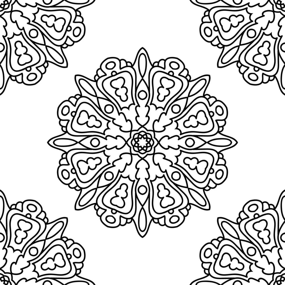 padrão sem emenda de fantasia com mandala ornamental. fundo abstrato flor doodle redondo. círculo geométrico floral. vetor