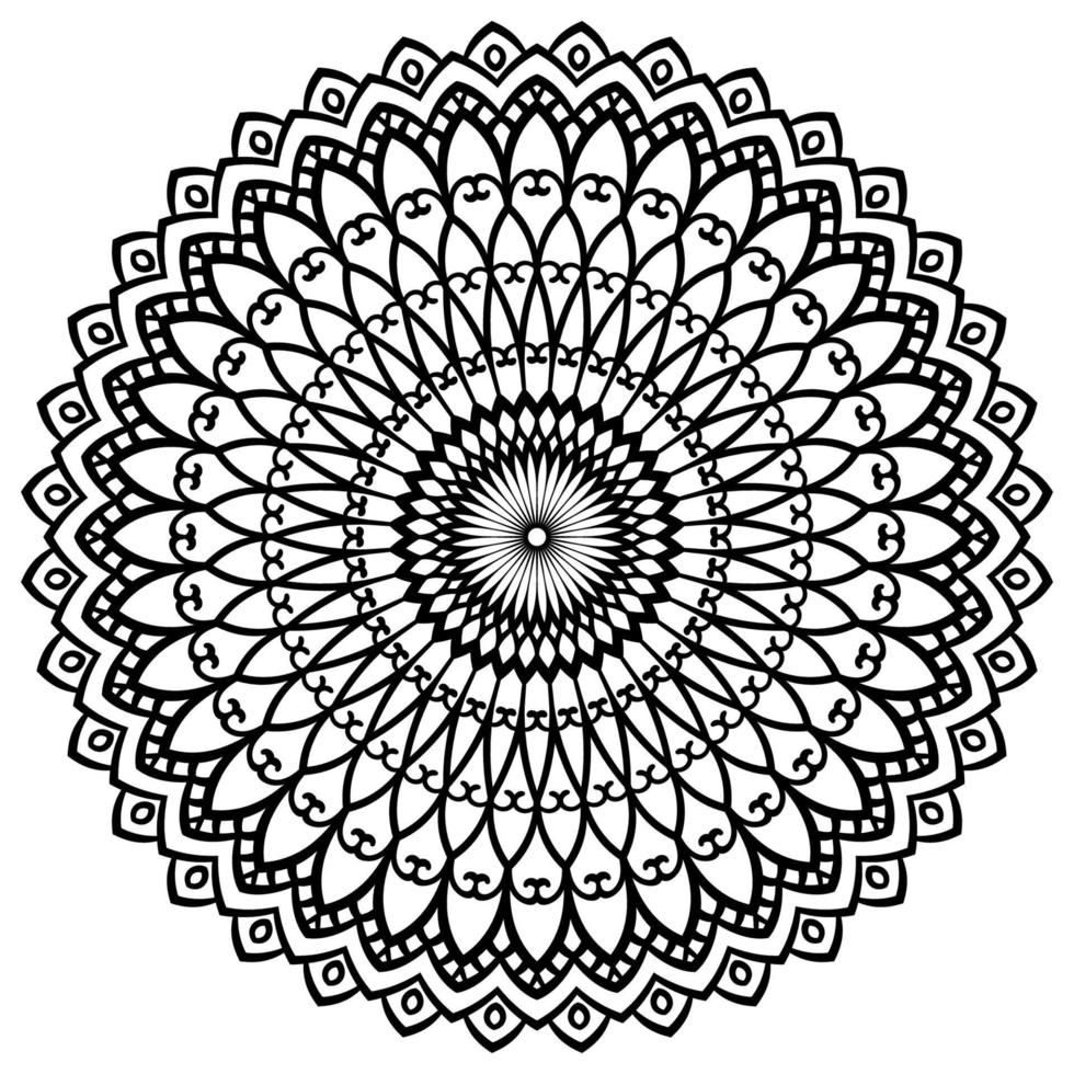 mandala de contorno. flor ornamental doodle redondo isolado no fundo branco. elemento de círculo geométrico. vetor