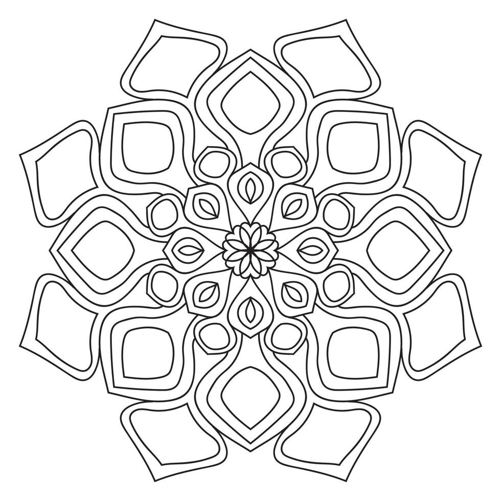 mandala fofa. flor redonda ornamental doodle isolada no fundo branco. ornamento decorativo geométrico em estilo oriental étnico. vetor