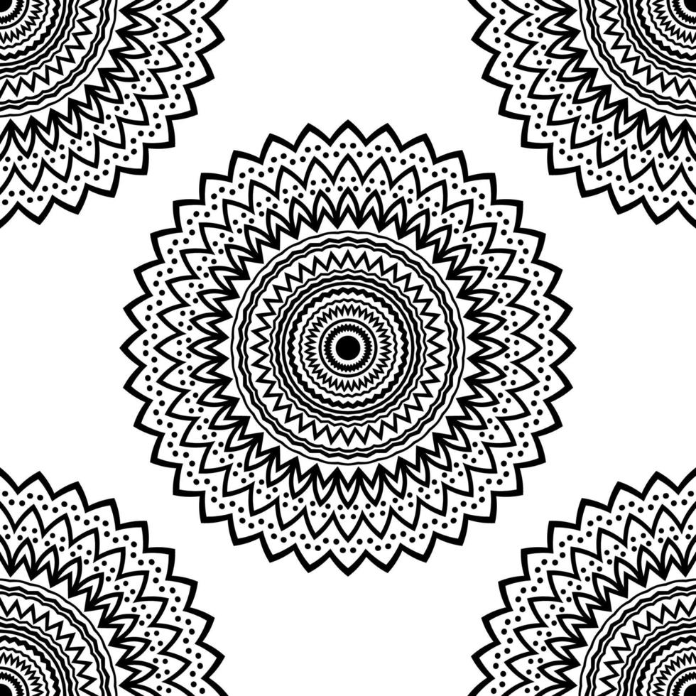 padrão sem emenda de fantasia com mandala ornamental. fundo abstrato flor doodle redondo. círculo geométrico floral. ilustração vetorial. vetor