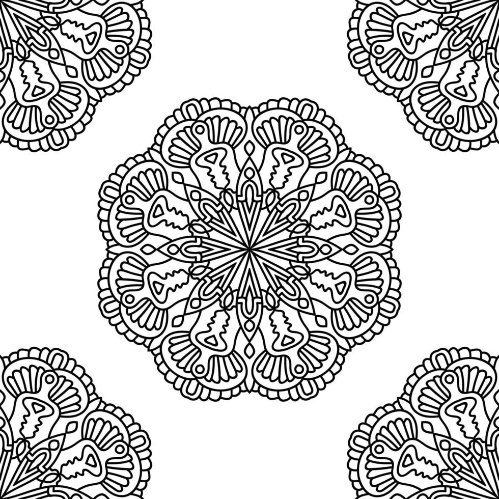 padrão sem emenda de fantasia com mandala ornamental. fundo abstrato flor doodle redondo. círculo geométrico floral. vetor