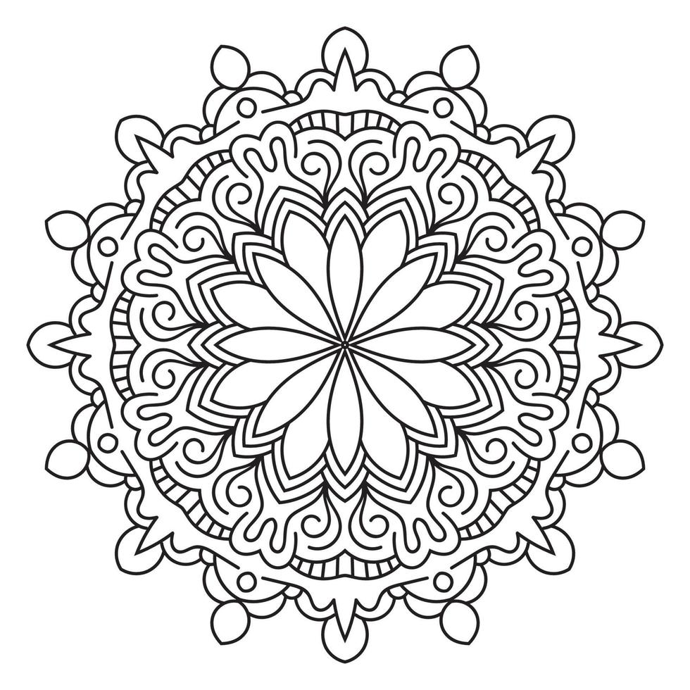 mandala de contorno. flor ornamental doodle redondo isolado no fundo branco. elemento de círculo geométrico. vetor