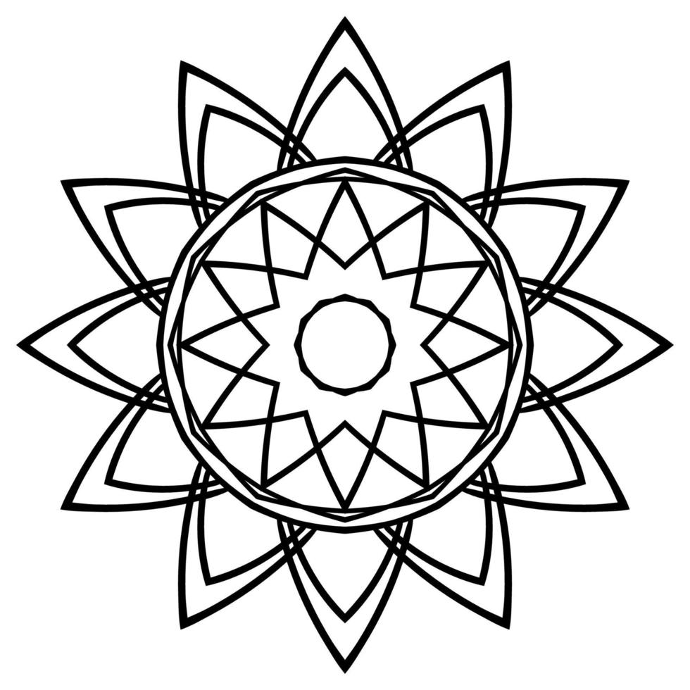 mandala fofa. flor redonda ornamental doodle isolada no fundo branco. ornamento decorativo geométrico em estilo oriental étnico. vetor