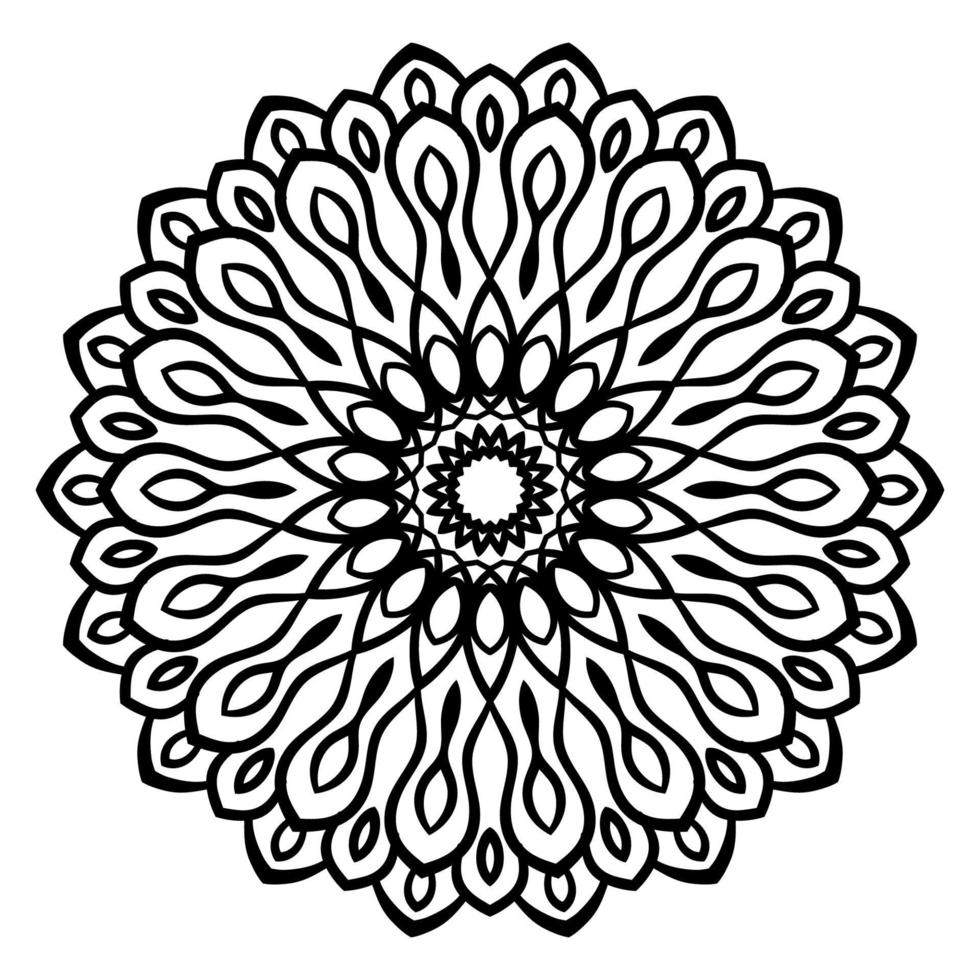 mandala de contorno. flor ornamental doodle redondo isolado no fundo branco. elemento de círculo geométrico. vetor