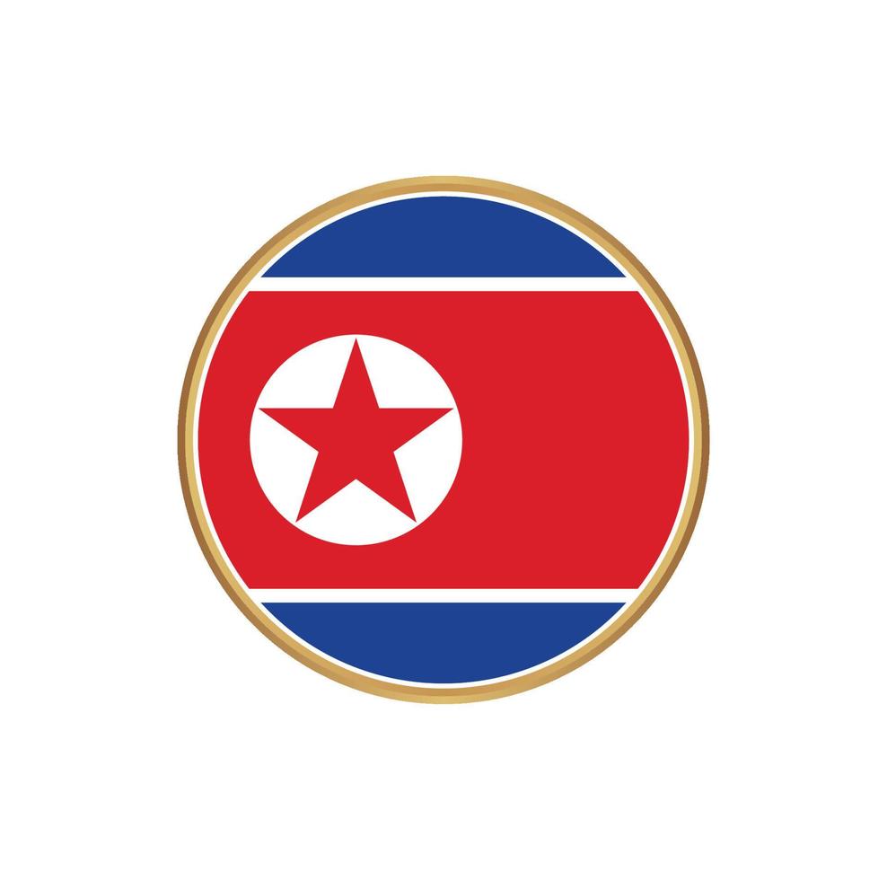 bandeira da coreia do norte com moldura dourada vetor