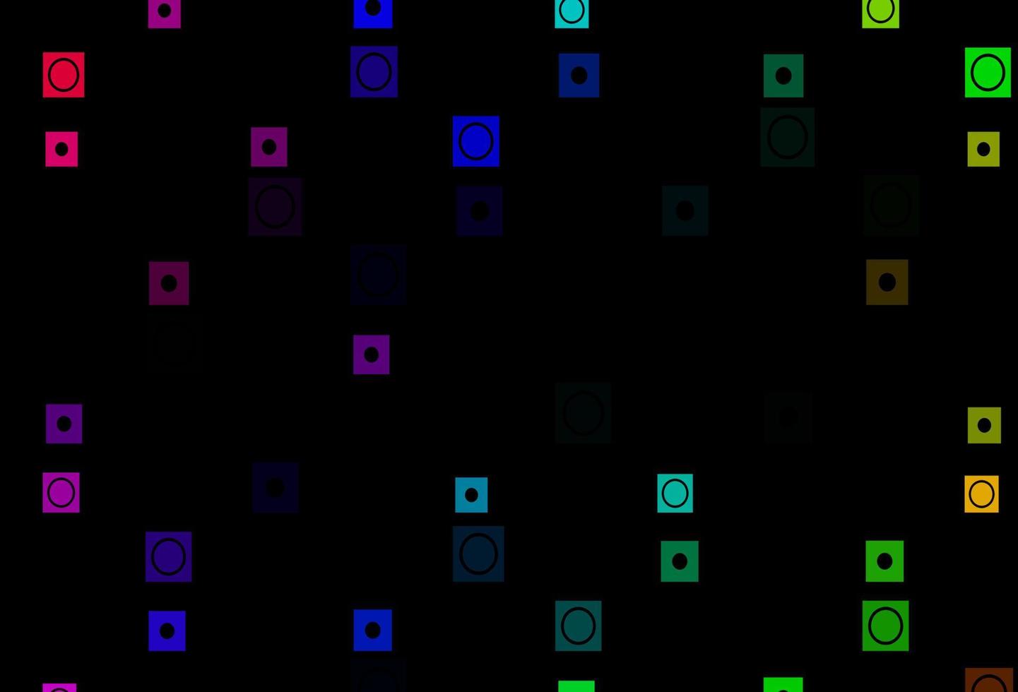 multicolorido escuro, modelo de vetor de arco-íris com círculos, retângulos.