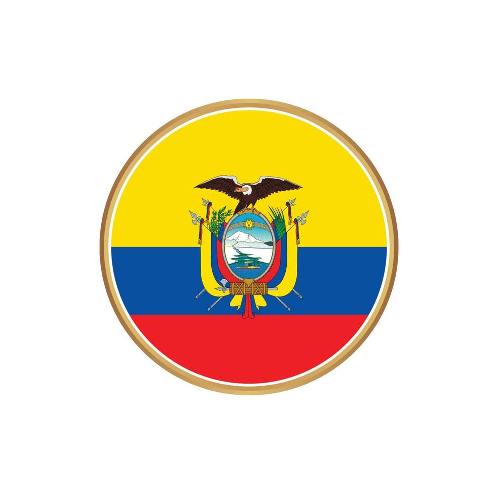 bandeira do Equador com moldura dourada vetor